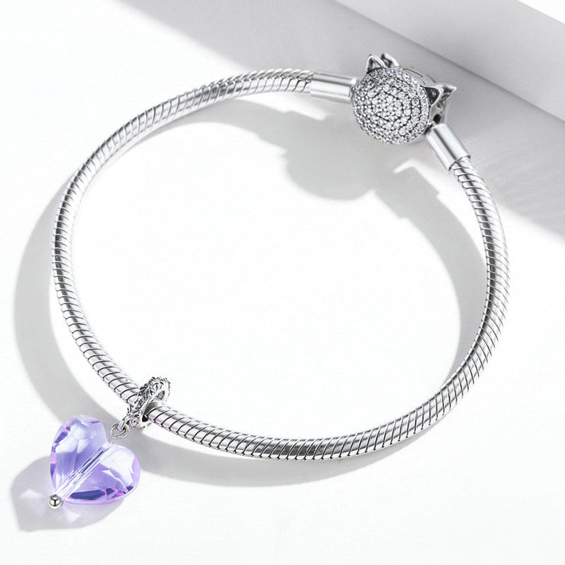 Ciondolo in argento sterling con cuore viola semplice