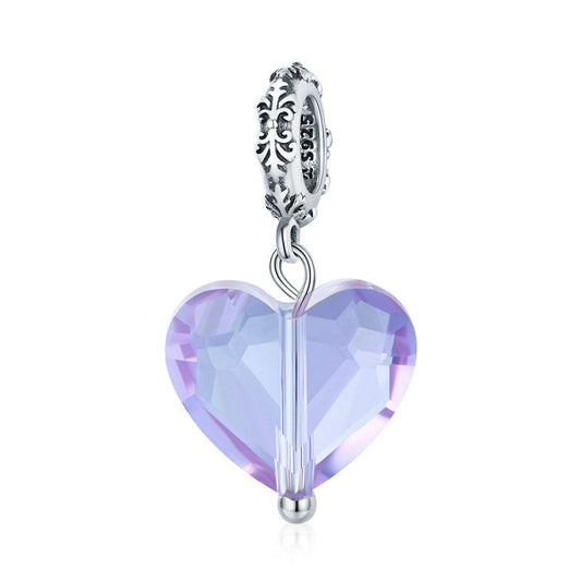 Simple Purple Heart Sterling Silver Charm Pendant-DUNALI