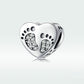 Ciondolo a forma di cuore in argento sterling con piccole impronte