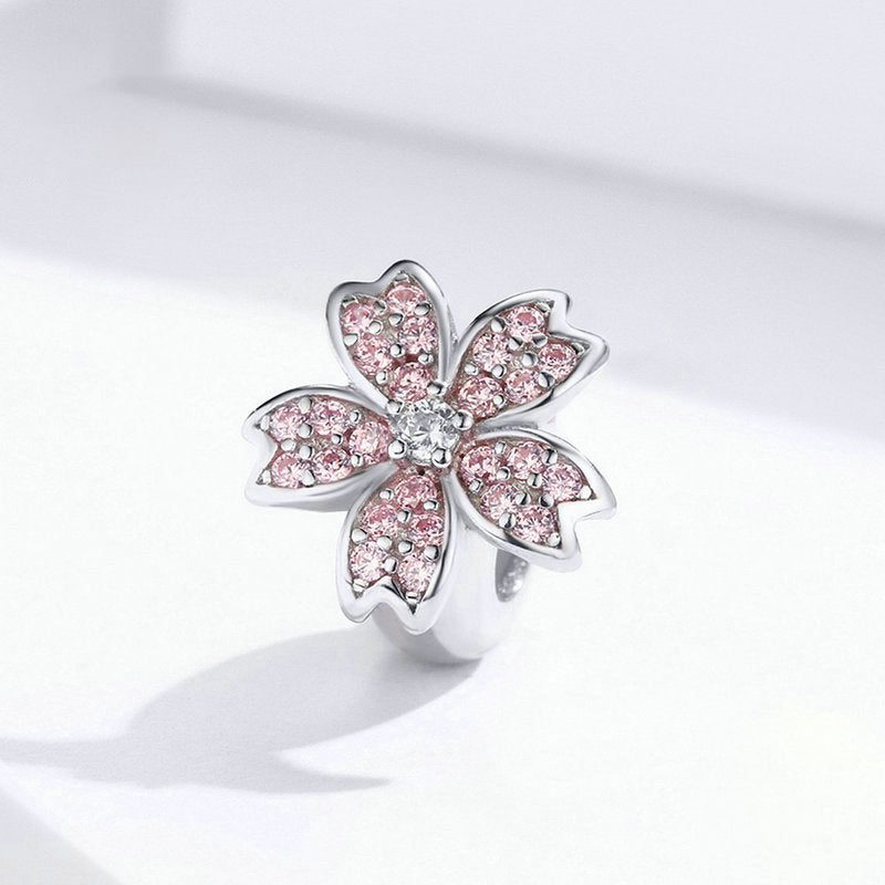 Perla scintillante di fiori di ciliegio in argento sterling