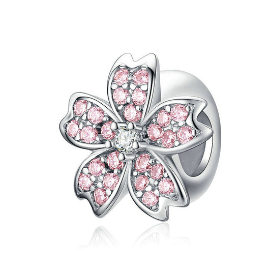 Sparkling Cherry Blossom Sterling Silver Charm Bead-DUNALI