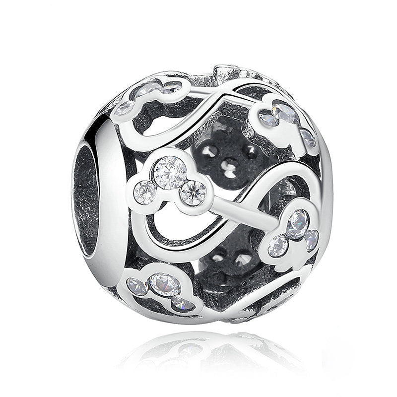 Sparkling Letter 8 Sterling Silver Ball Charm Bead-DUNALI