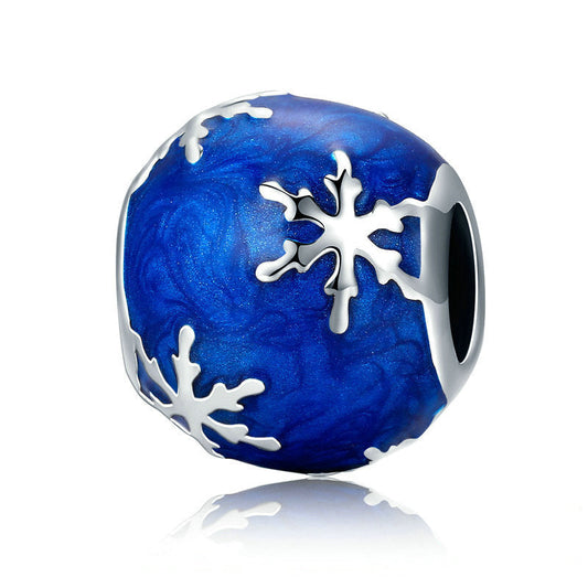 Sparkling Snowflakes Sterling Silver Blue Charm Bead-DUNALI
