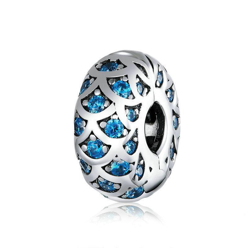 Clip per braccialetto con ciondoli fai-da-te blu Elegance in argento sterling