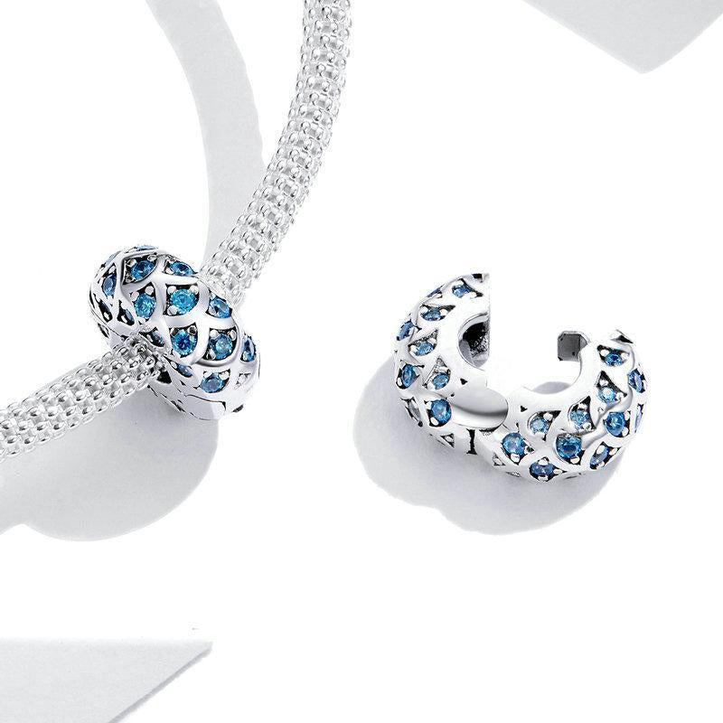 Clip per braccialetto con ciondoli fai-da-te blu Elegance in argento sterling