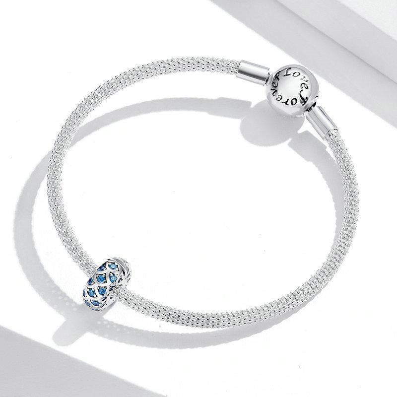 Clip per braccialetto con ciondoli fai-da-te blu Elegance in argento sterling