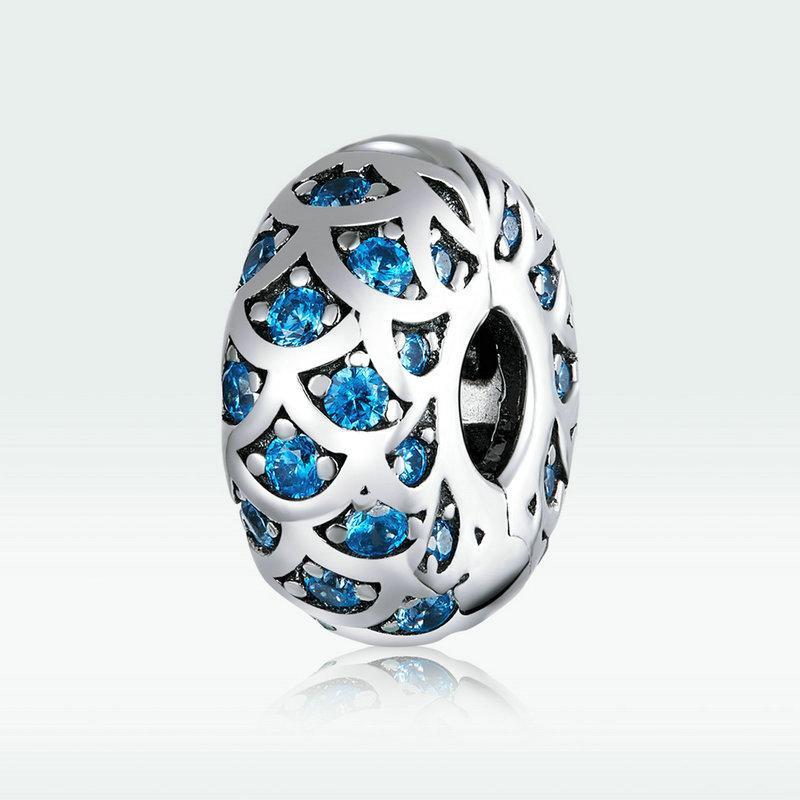 Clip per braccialetto con ciondoli fai-da-te blu Elegance in argento sterling