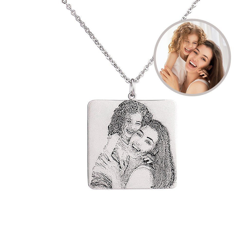 Collana con immagine personalizzata a forma quadrata in argento sterling