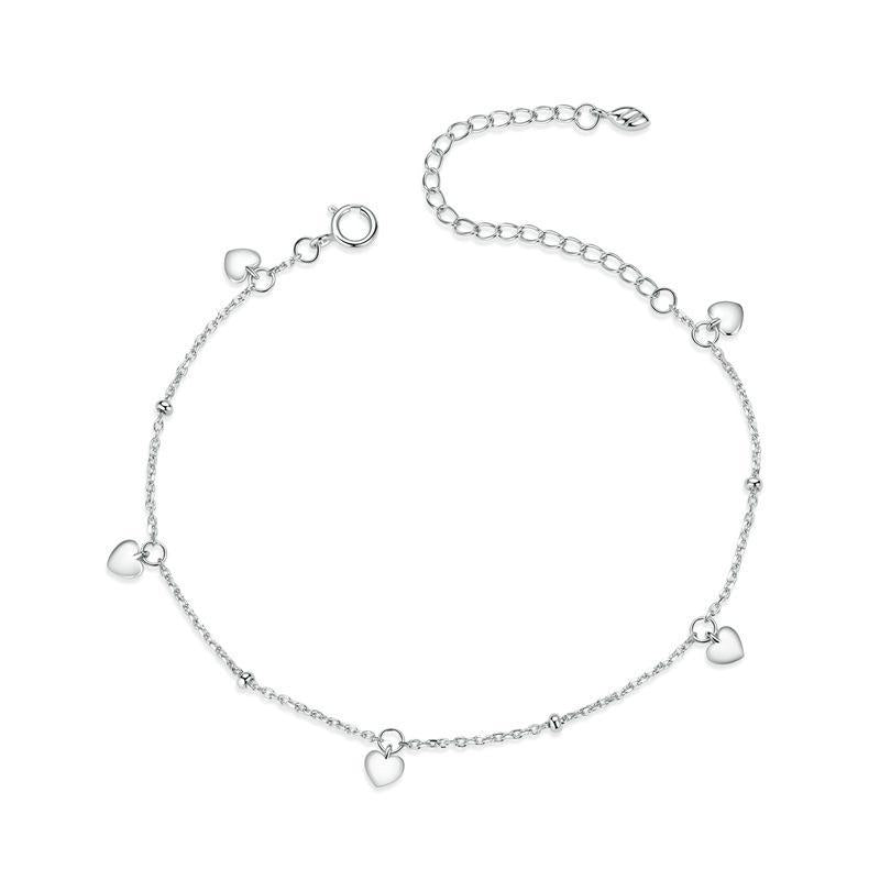 Bracciale con ciondoli a catena in argento sterling a cuore cavo