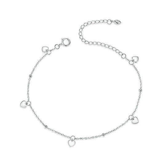 Creux Coeur En Argent Sterling Chaîne Bracelet À Breloques