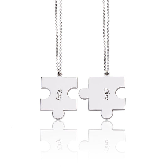 Puzzle in argento sterling personalizzati eleganti collane in due pezzi