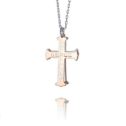 Collana personalizzata con croce con doppio nome in argento sterling