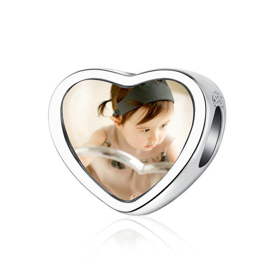 Ciondolo con foto a forma di cuore personalizzato in argento sterling