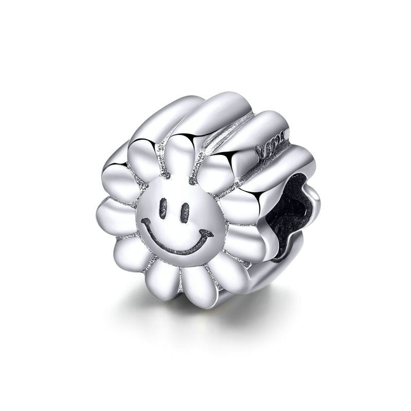 Sun Flower Smiley Face Sterling Silver Bead-DUNALI