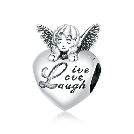 Thanksgiving Angel Sterling Silver Heart Charm Bead-DUNALI