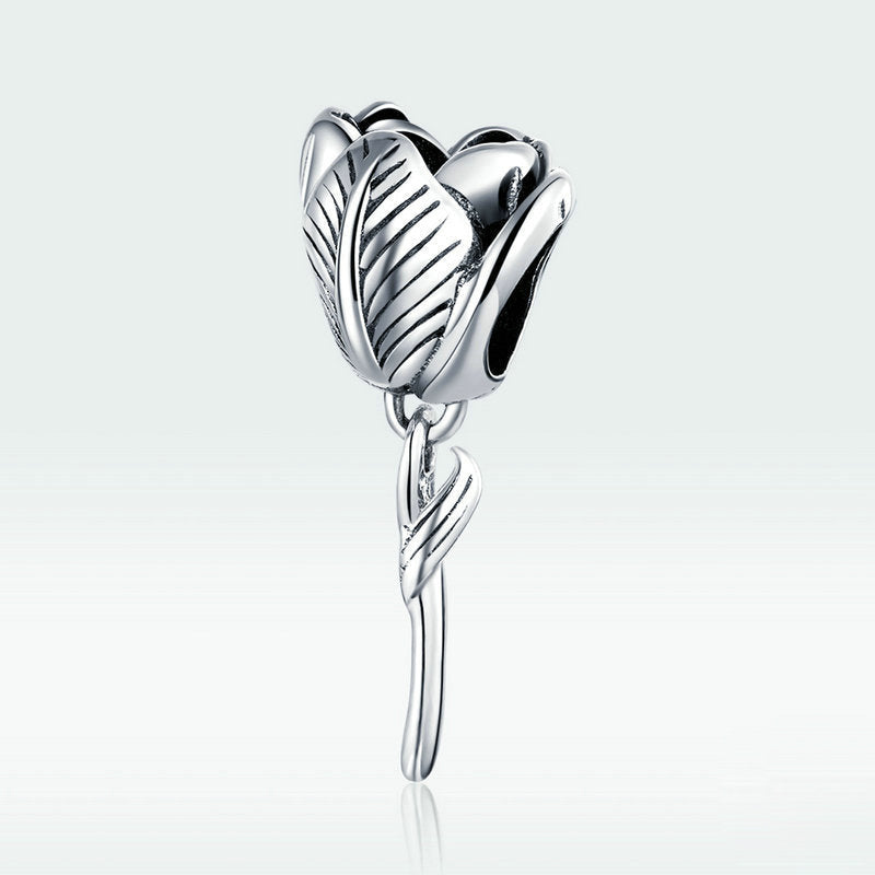 Fleur de tulipe perle de charme fait à la main en argent sterling