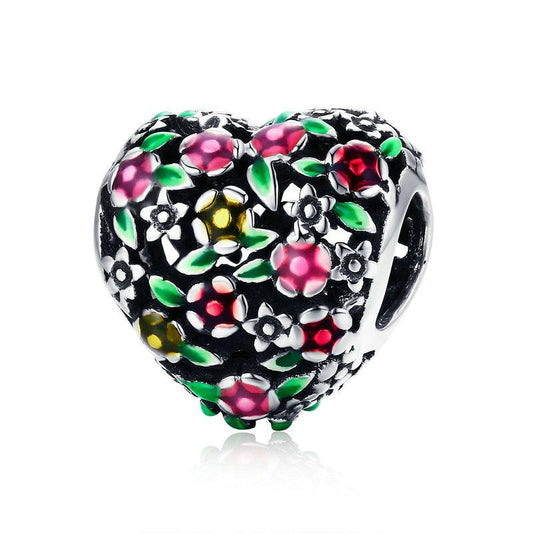 Charm cuore in argento Sterling Flower Valley