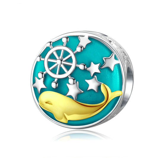 Whale And Star Sterling Silver Charm Bead-DUNALI