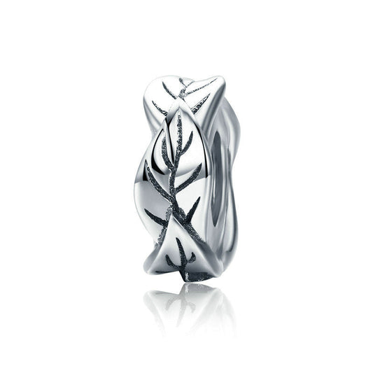 White Leaves Sterling Silver Charm Spacer Bead-DUNALI
