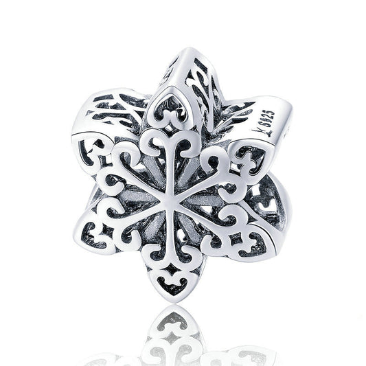 Winter Snowflake Bracelet Charm In Sterling Silver-DUNALI