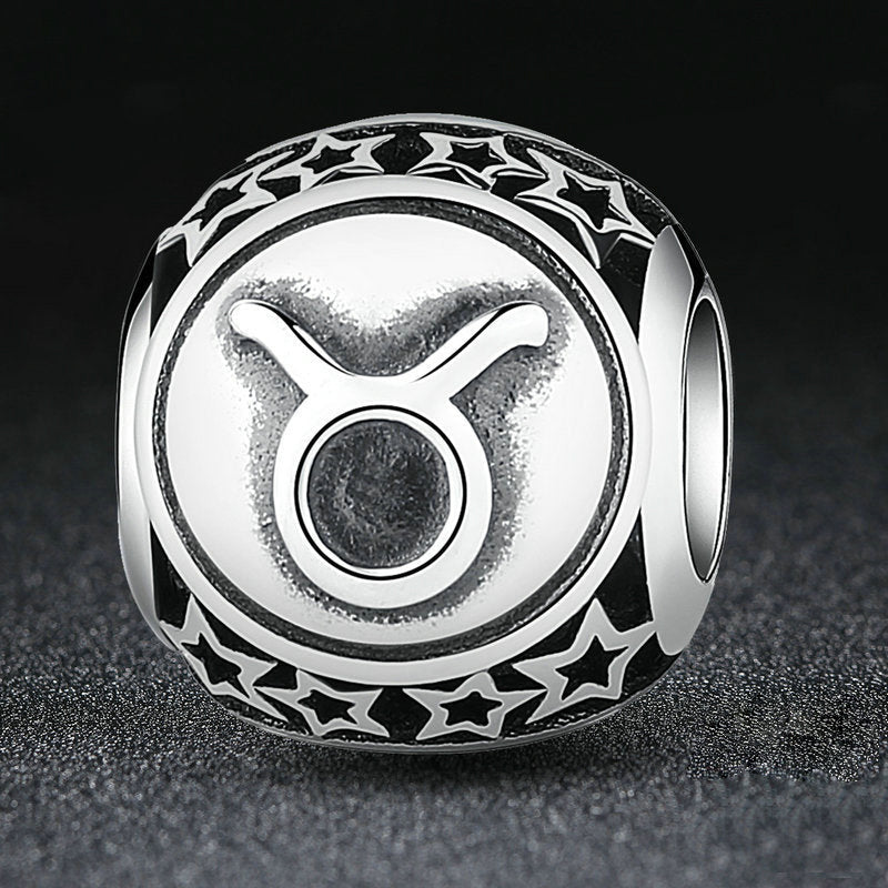 Perle de Charme de Boule D'argent Sterling de Constellation de Taureau de Zodiaque